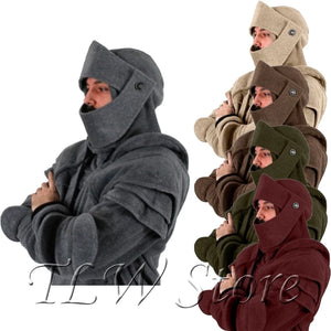 Stylish Mask Knight Cosplay Solid Color Drawstring Hoodie