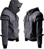 Stylish Mask Knight Cosplay Solid Color Drawstring Hoodie