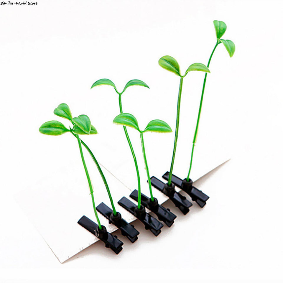 4/8/12PCS GREEN LEAF HAIR CLIPS
