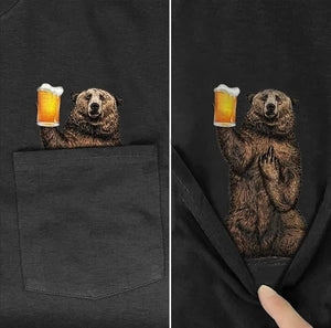 Cheeky Critter Pocket Tee: A Playful Surprise Inside "Bear Beer"